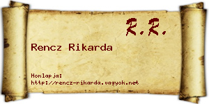 Rencz Rikarda névjegykártya